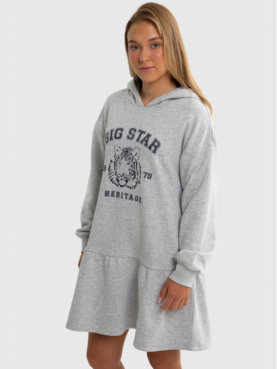 BIG STAR BIG STAR Sukienka dzianinowa FLEUR Szary Comfort Fit