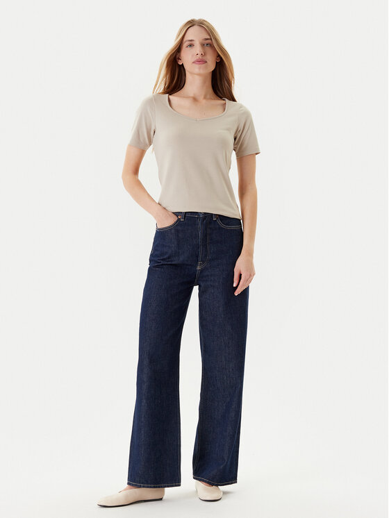 United Colors Of Benetton United Colors Of Benetton Marškinėliai 3FJHD401P Smėlio Slim Fit