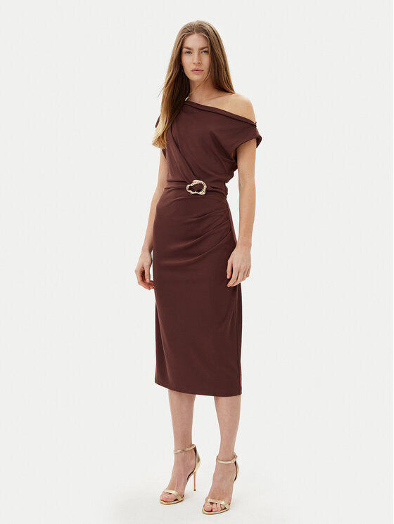 Rinascimento Koktejlové šaty CFC0123487003 Hnedá Regular Fit