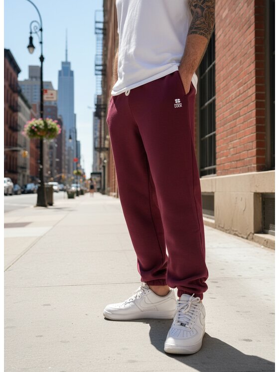 Good Luck Good Luck Spodnie dresowe Wygodne wiązane na co dzień 129935 Bordowy Regular Fit