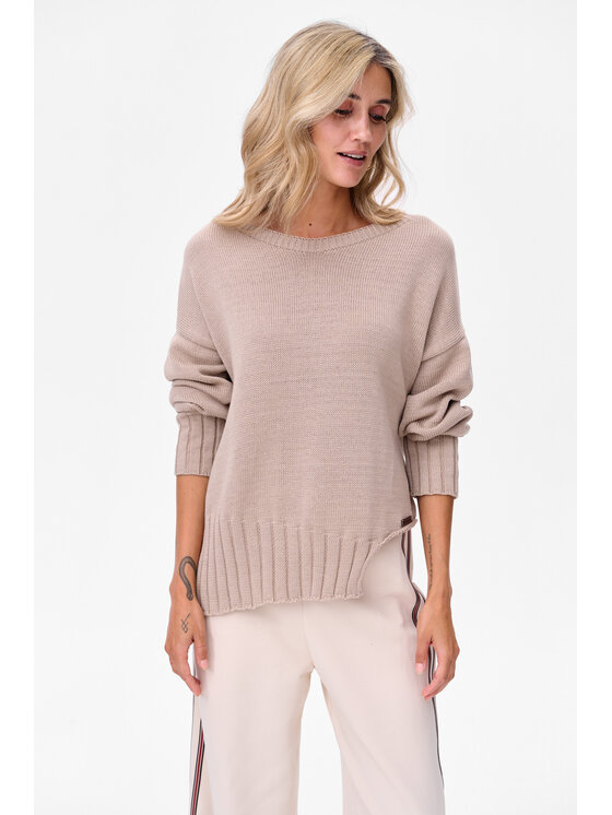 blue shadow blue shadow Sweter Bocq Beżowy Regular Fit