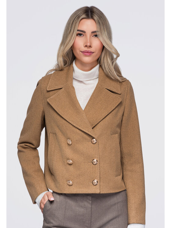 Ombre Ombre Marynarka OW-BL-E0008 Beżowy Regular Fit