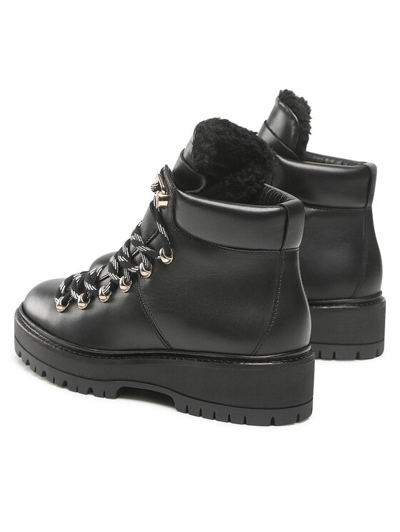 Tommy Hilfiger Tommy Hilfiger Trzewiki Leather Outdoor Flat Boot FW0FW06725 Czarny
