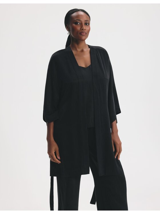 Esotiq Esotiq Szlafrok 46074 Czarny Regular Fit
