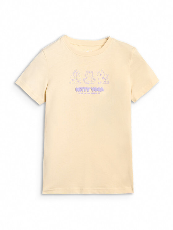 4F 4F T-Shirt KITTY JOGA Kremowy Regular Fit