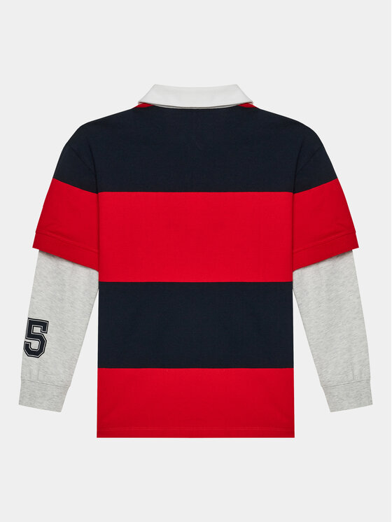 Tommy Hilfiger Tommy Hilfiger Pulóver Rugby Stripe Polo L/S KB0KB08736 Piros Regular Fit