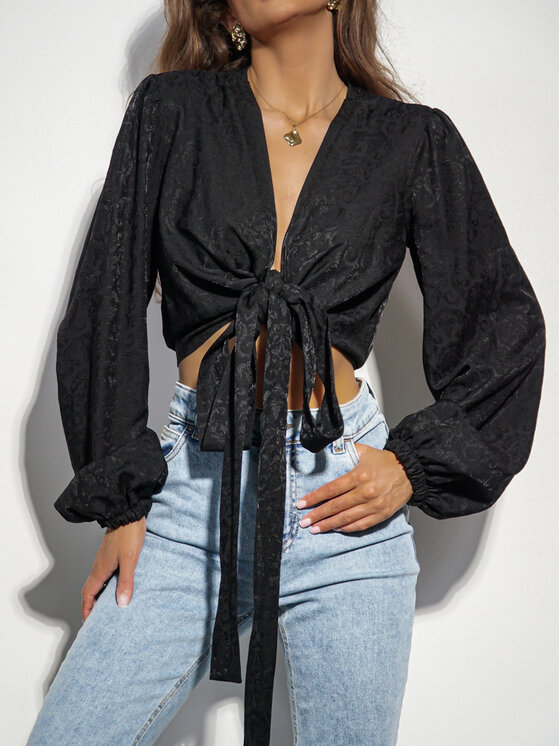 LilaLou LilaLou Bluzka Helen Czarny Regular Fit