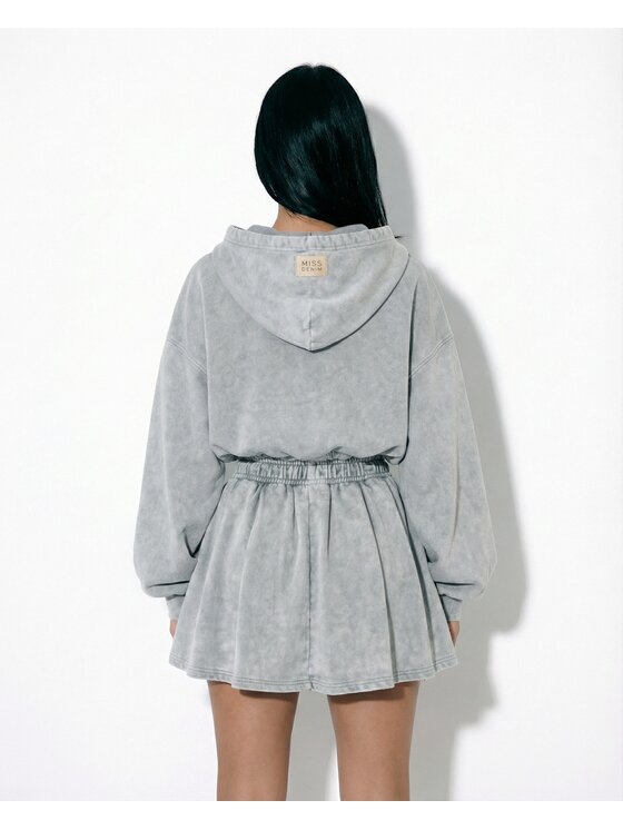 MissDenim MissDenim Bluza Oversize Crop Zip Hoodie Szary Oversize