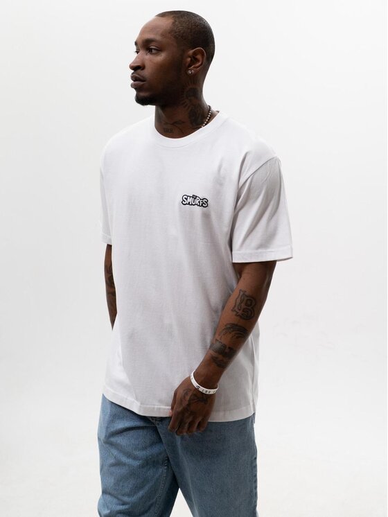 Smerfy Smerfy T-Shirt Koszulka Z Krótkim Rękawem Oversize Męska Biała Smerfy Zgrywus Sketch M Biały Oversize