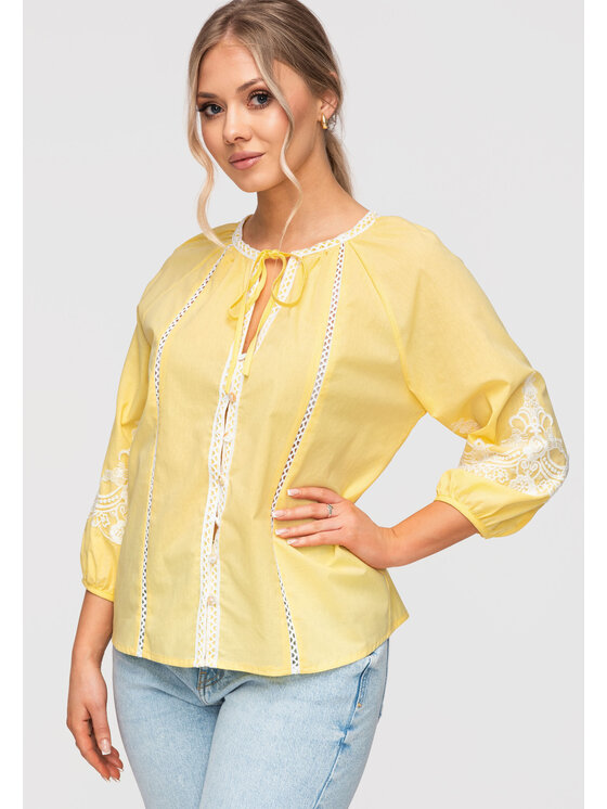 Ombre Ombre Koszula OW-SH-E0042 Żółty Loose Fit