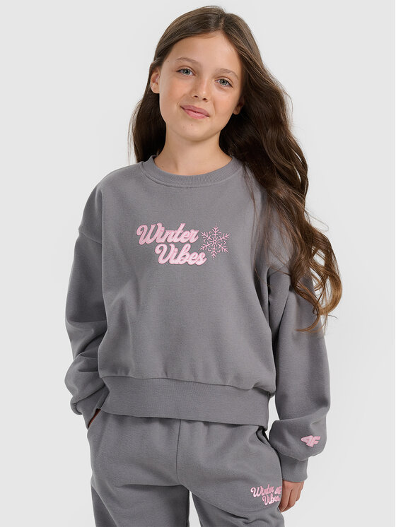 4F 4F Bluza APRES SKI Szary ciemny Loose Fit