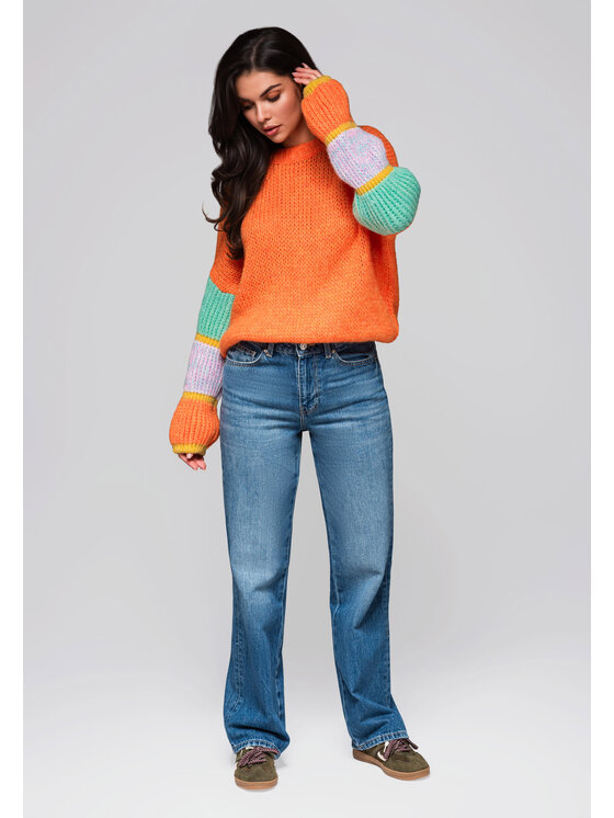 Ombre Ombre Sweter LW-SWSW-0107 Pomarańczowy Oversize