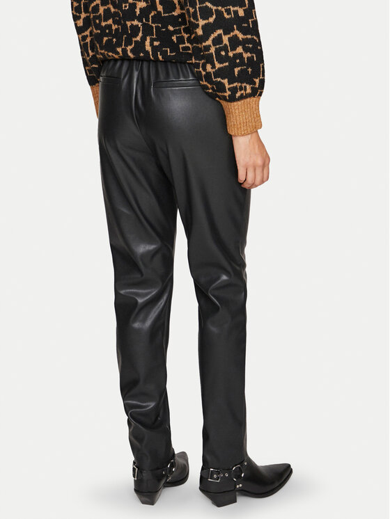 Vila Vila Pantaloni din imitație de piele Dagmar 14095340 Negru Regular Fit