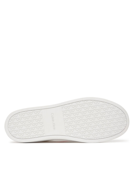 Calvin Klein Calvin Klein Sneakers Mixed Texture Lace Up Cupsole Trainers YM0YM01395 Alb
