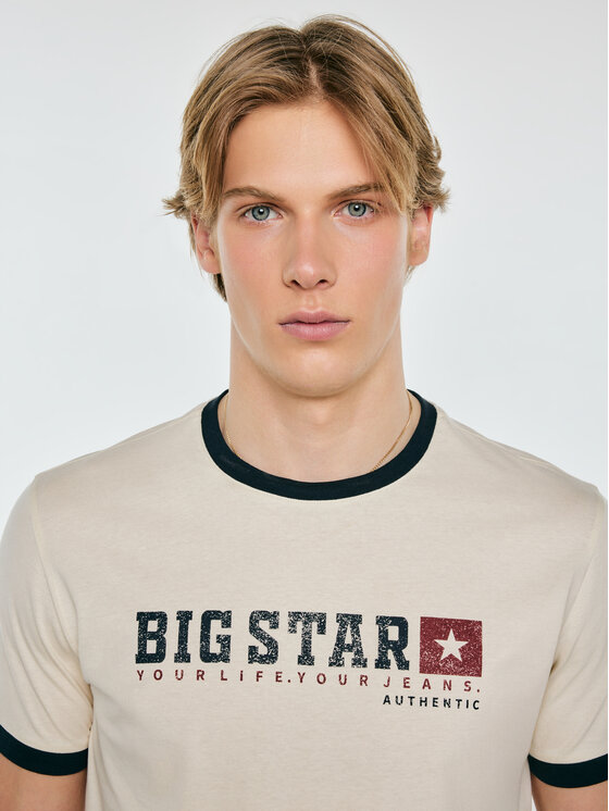 BIG STAR BIG STAR T-Shirt SUMMET Kremowy Basic Fit