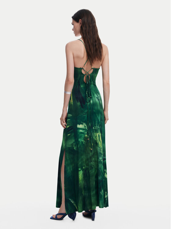 Desigual Desigual Лятна рокля Montpellier 25SWVK55 Зелен Slim Fit