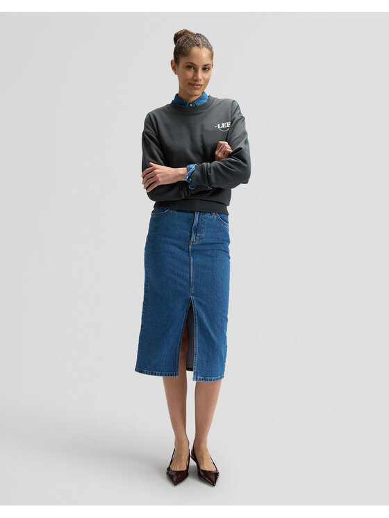 Lee Lee Bluza LOGO CREW SWS Czarny Regular Fit