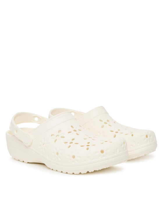 Crocs Crocs Şlapi Classic Floral Cut-Out Clog 210927 Écru