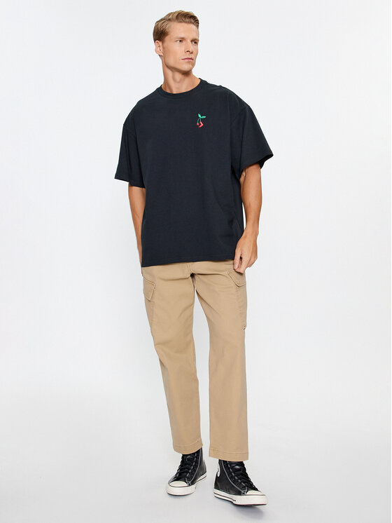 Converse Converse Marškinėliai Loose Fit Star Chevron Cherry Ss Tee 10025237-A01 Juoda Regular Fit