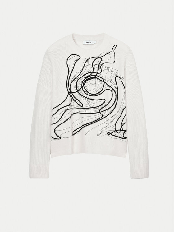 Desigual Desigual Maglione Montpellier Lacroix 24WWJF55 Bianco Loose Fit
