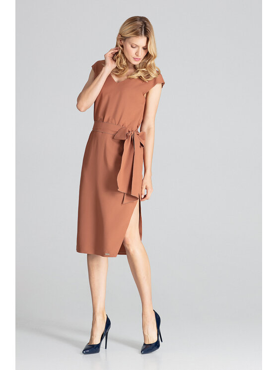 FIGL FIGL Sukienka M674 Brązowy Regular Fit