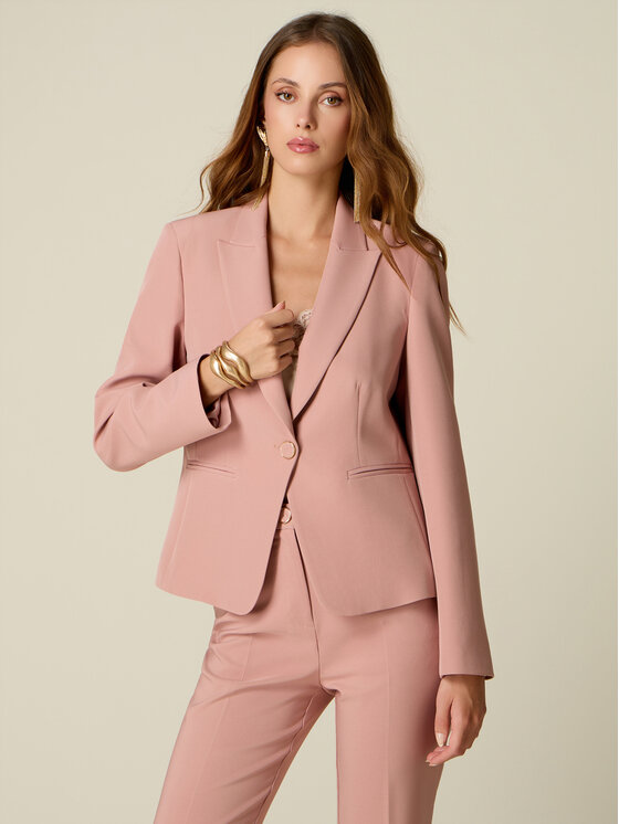 Oltre Oltre Marynarka Q033R004666N0A6 Różowy Regular Fit