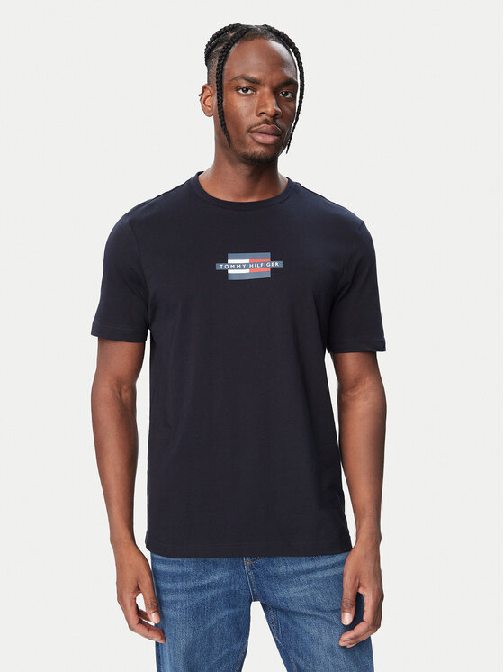 Tommy Hilfiger T-krekls Flag Box MW0MW38636 Tumši zils Regular Fit
