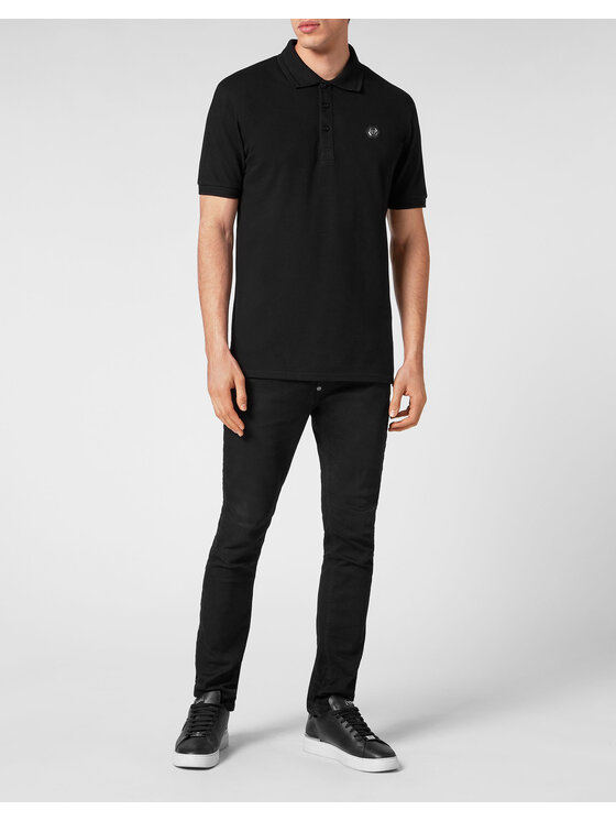 PHILIPP PLEIN PHILIPP PLEIN Polo 295 Czarny Slim Fit