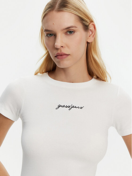 Guess Jeans Guess Jeans T-Shirt W5RI57 KA0H1 Bílá Slim Fit