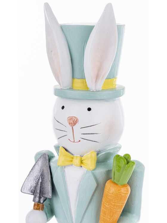 MIAhome MIAhome Figurka Królik w niebieskim mundurze 34x9x6 cm z marchewką i łopatką Kolorowy