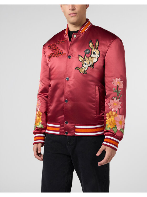 PHILIPP PLEIN PHILIPP PLEIN Kurtka bomber 26063 Bordowy Regular Fit