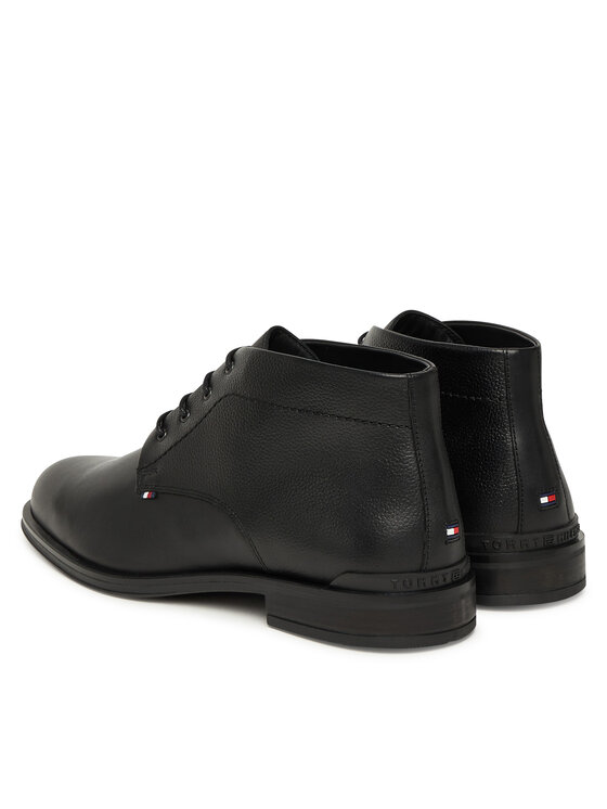 Tommy Hilfiger Tommy Hilfiger Kotníková obuv Corporate Hilfiger Lth Boot FM0FM05697 Černá