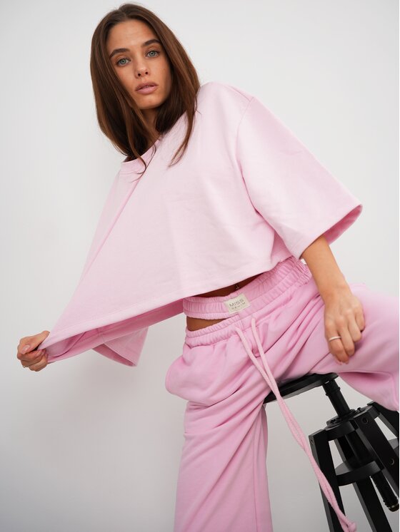 MissDenim MissDenim Teplákové kalhoty Double Belt Sweatpants Růžová Oversize