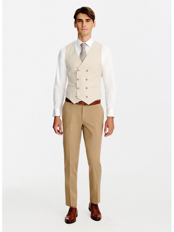 Pako Lorente Pako Lorente Kamizelka garniturowa P26SF-8X-013 Beżowy Slim Fit