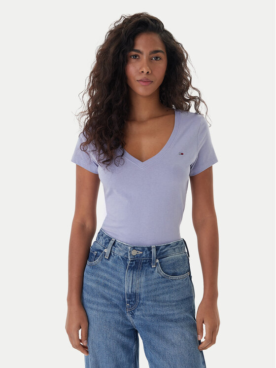 Tommy Jeans Tricou DW0DW20458 Albastru Slim Fit