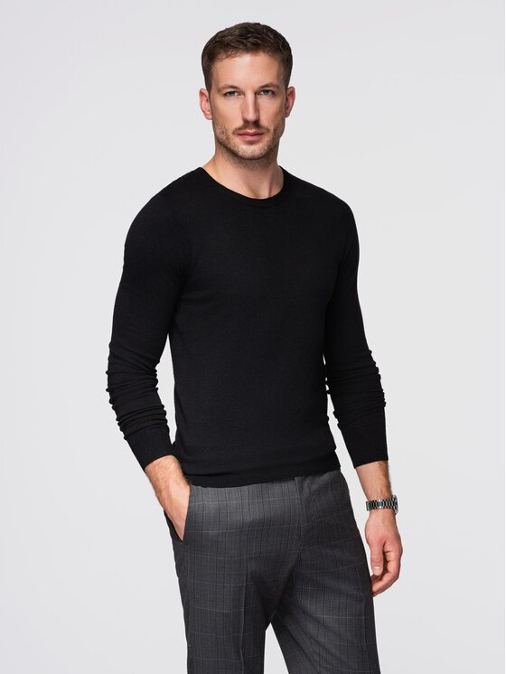 Ombre Ombre Sweter OM-SWBS-0106 Czarny Regular Fit