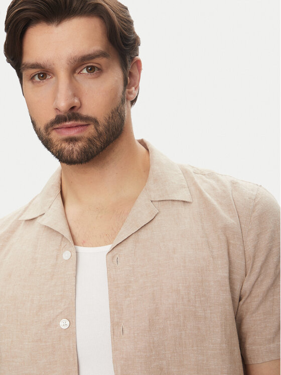 Lindbergh Lindbergh Πουκάμισο 30-203319 Μπεζ Relaxed Fit