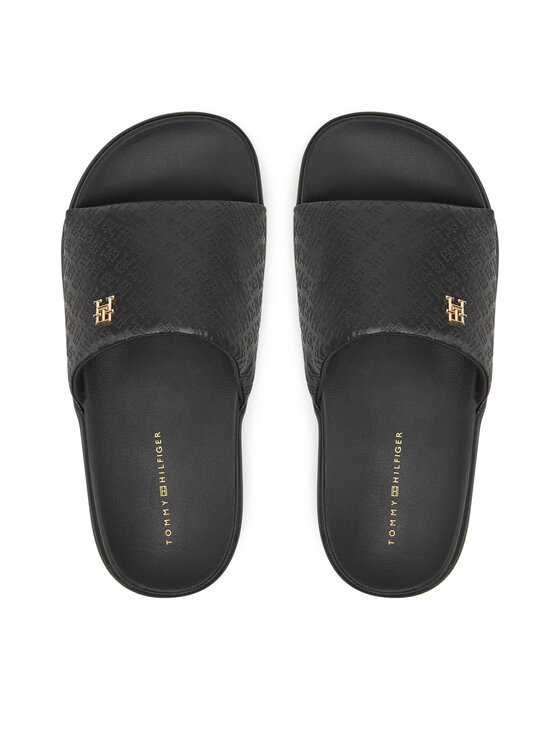 Tommy Hilfiger Tommy Hilfiger Şlapi Platform Monogram Poolslide FW0FW08526 Negru