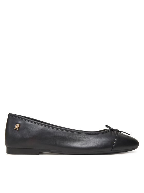 Tommy Hilfiger Tommy Hilfiger Balerini Toe Cap Leather Ballerina FW0FW08759 Negru