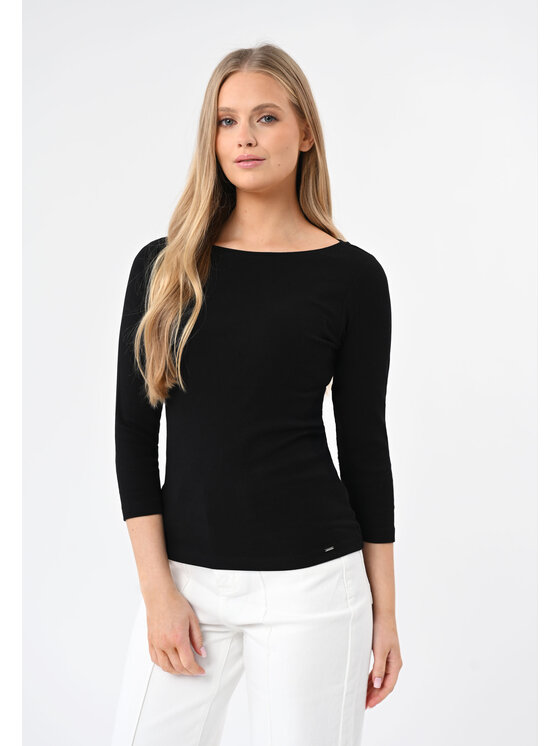 Volcano Volcano Longsleeve L-NEVRA Czarny Regular Fit
