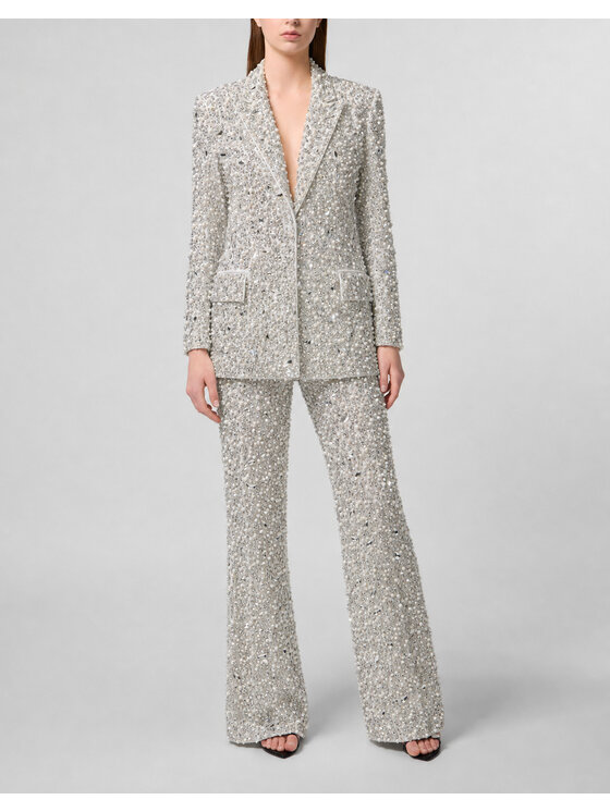 PHILIPP PLEIN PHILIPP PLEIN Marynarka 32209 Biały Loose Fit
