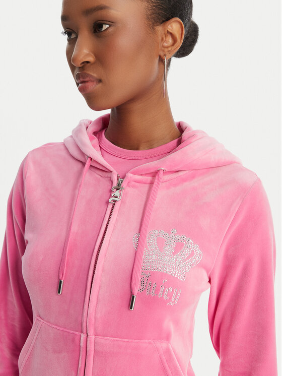 Juicy Couture Juicy Couture Džemperis ar kapuci Gothic Crown JCBAS126805 Rozā Slim Fit