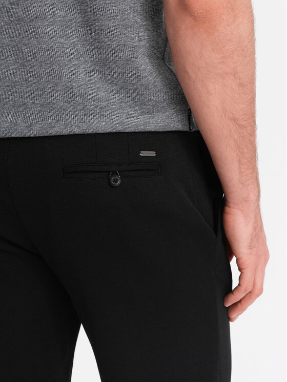 Ombre Ombre Šortky z materiálu OM-SRCS-0126 Černá Slim Fit