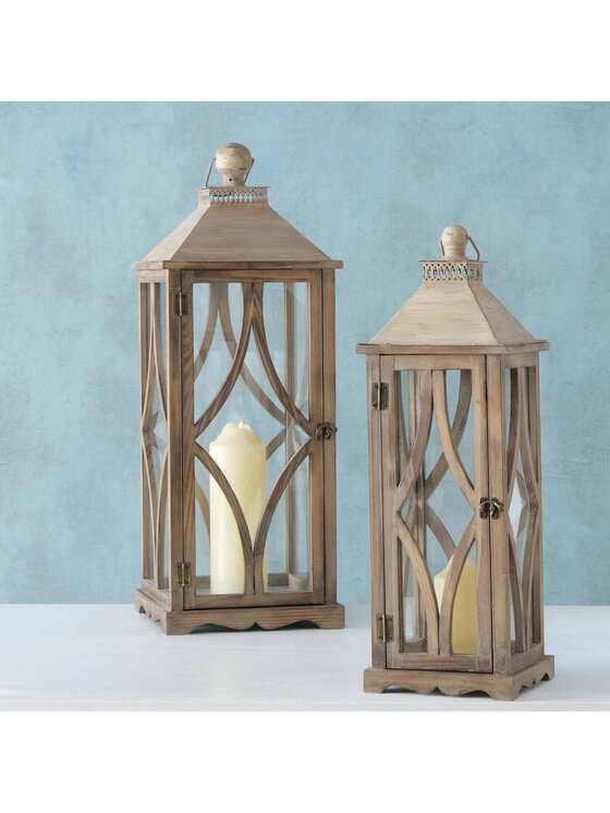 MIAhome MIAhome Lampion 2 szt. drewniany Carolla Brązowy