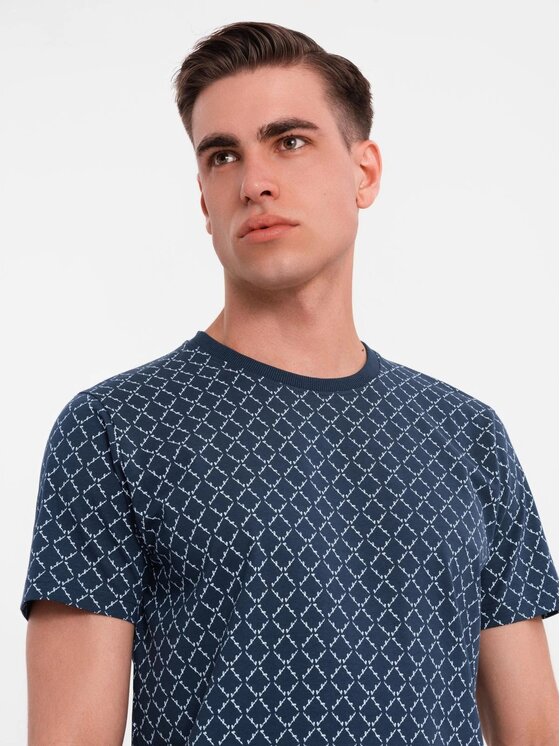 Ombre Ombre T-Shirt OM-TSFP-0250 Granatowy Regular Fit