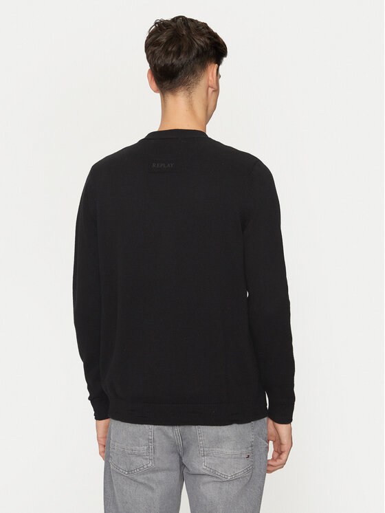 REPLAY REPLAY Kardigán UK4456.000.G23138B Fekete Regular Fit
