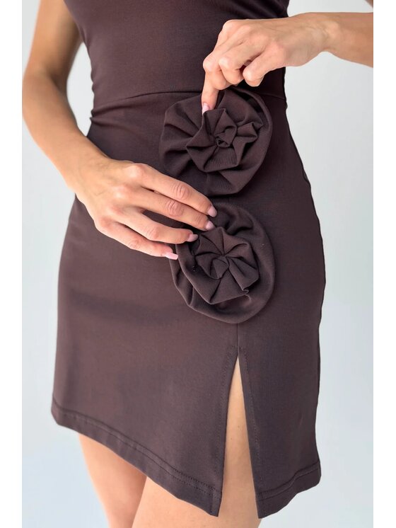 Chiara Wear Chiara Wear Sukienka letnia Sukienka mini ROSE Brązowy Slim Fit