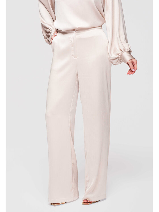 Ombre Ombre Spodnie materiałowe OW-PA-E0008 Beżowy Regular Fit