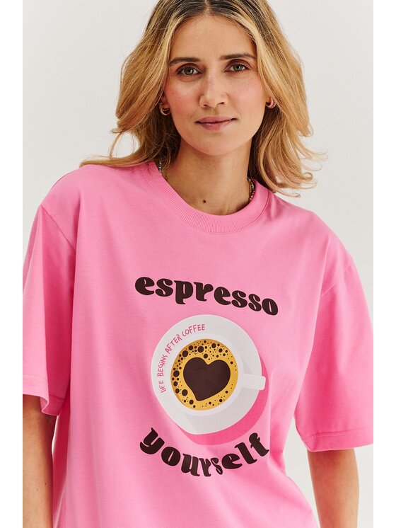 NAOKO NAOKO Tričko Espresso Yourself Ružová Regular Fit