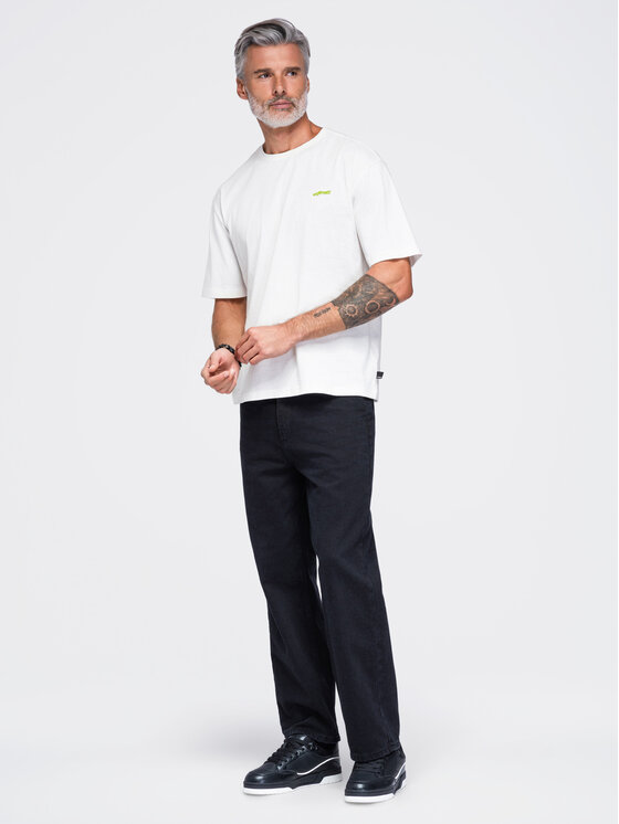 Ombre Ombre T-Shirt OM-TSPT-0284 Biały Relaxed Fit